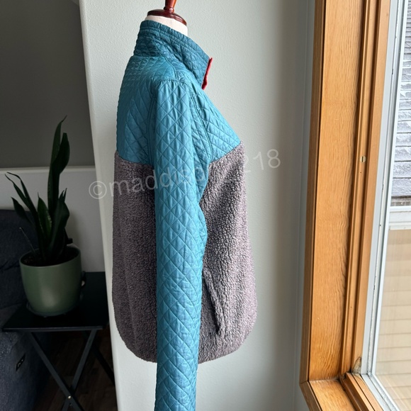 Patagonia Mixed Media Snap-T Pullover Large Crater Blue Sherpa Quilted Jacket L - Picture 5 of 16